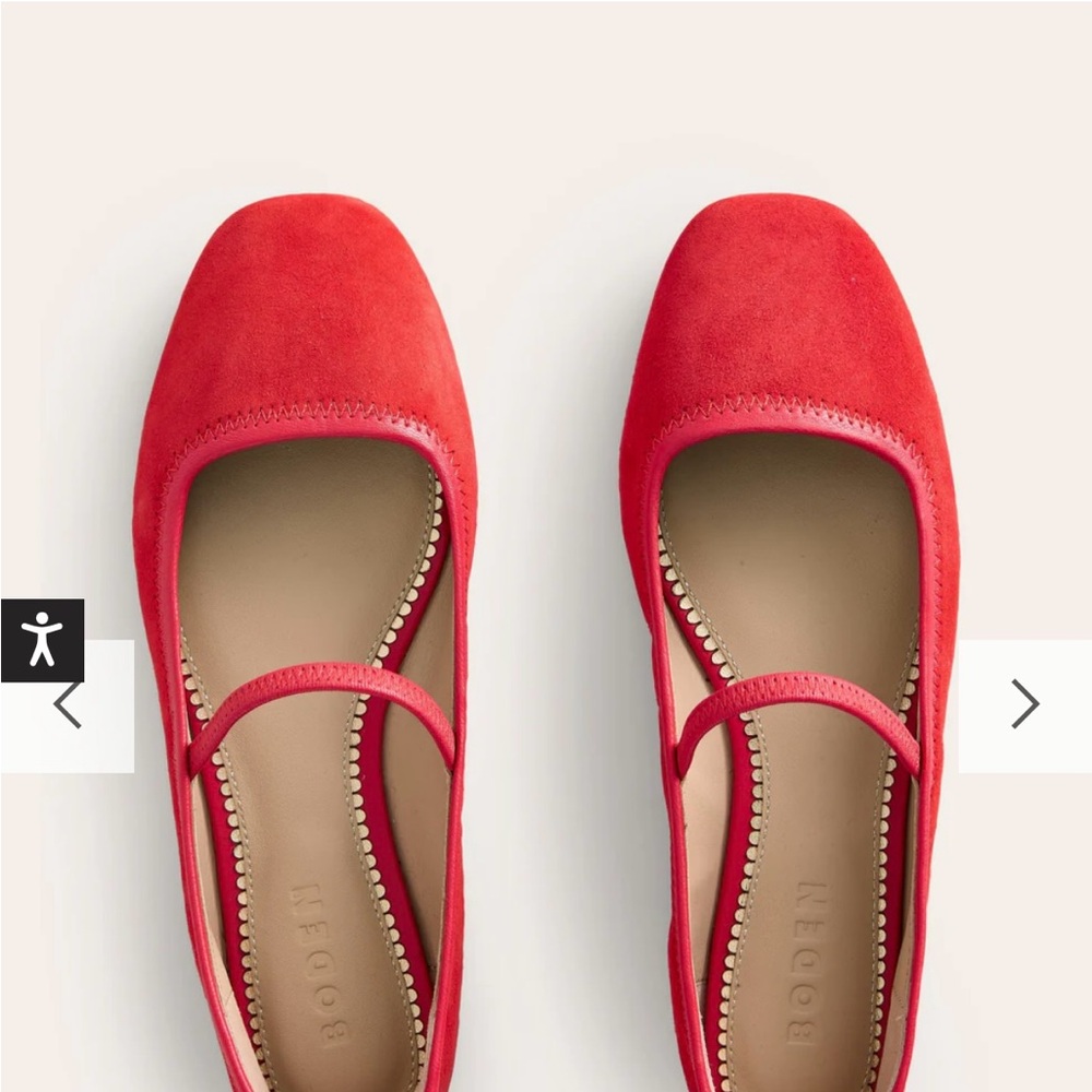 Boden Red Ballet Flats with Strap